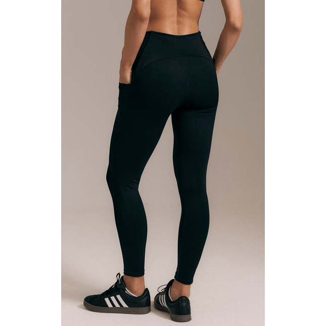 Calça Legging Poliamida Canelada Bolsos Raízes FT1295CA