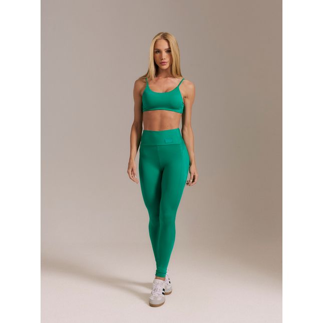 Top Fitness Decote  + Calça Fitness Bolso Eterna Verde