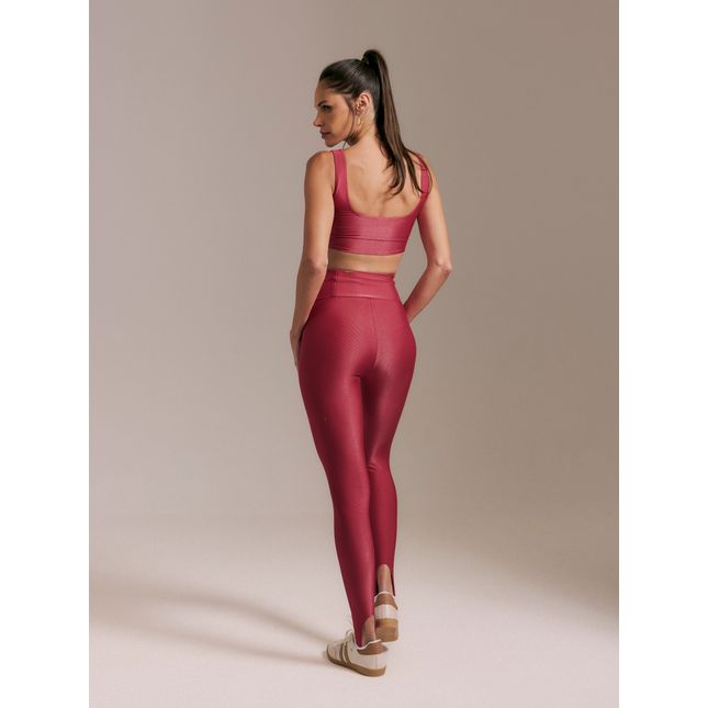 Top Fitness Quadrado Canelado + Calça Legging Pezinho Canelada Ícones Romã
