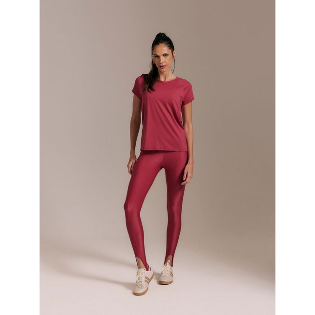 Blusa Básica Manga Curta Romã + Calça Legging Pezinho Canelada Ícones Romã