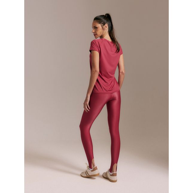 Blusa Básica Manga Curta Romã + Calça Legging Pezinho Canelada Ícones Romã