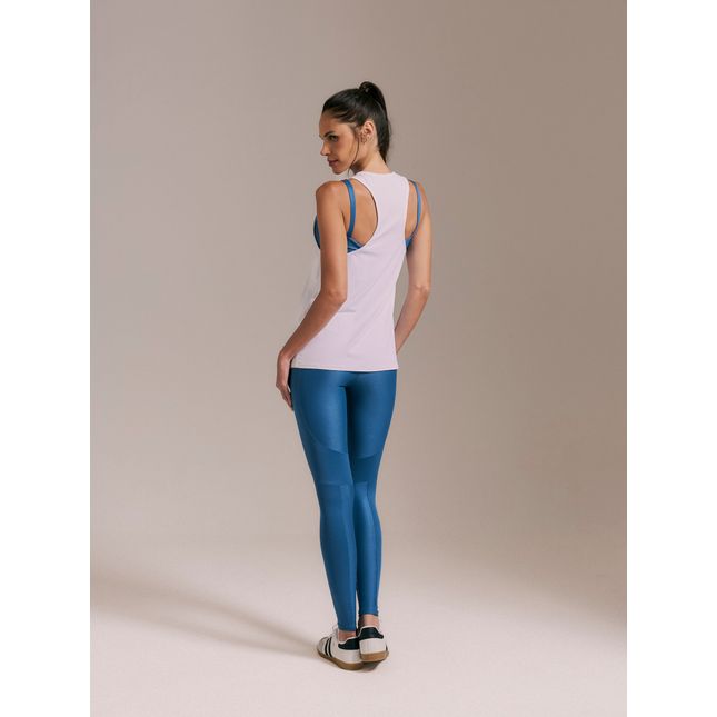 Camiseta Básica Nadador Branca + Calça Legging Recortes Canelada Ícones Jeans