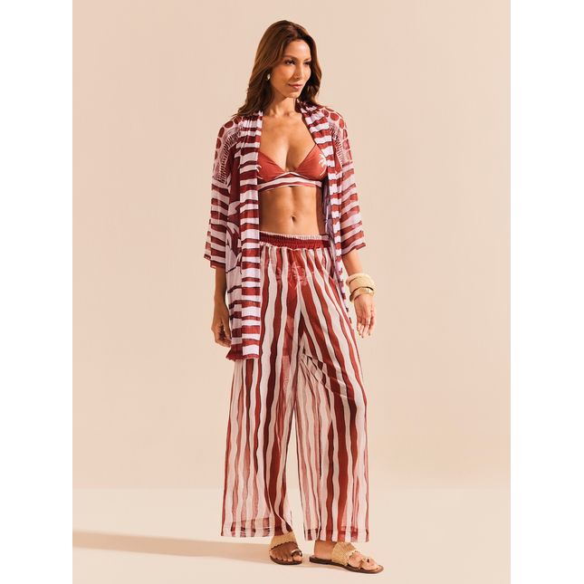 Kimono Tule + Calça Tule Estampada Orla