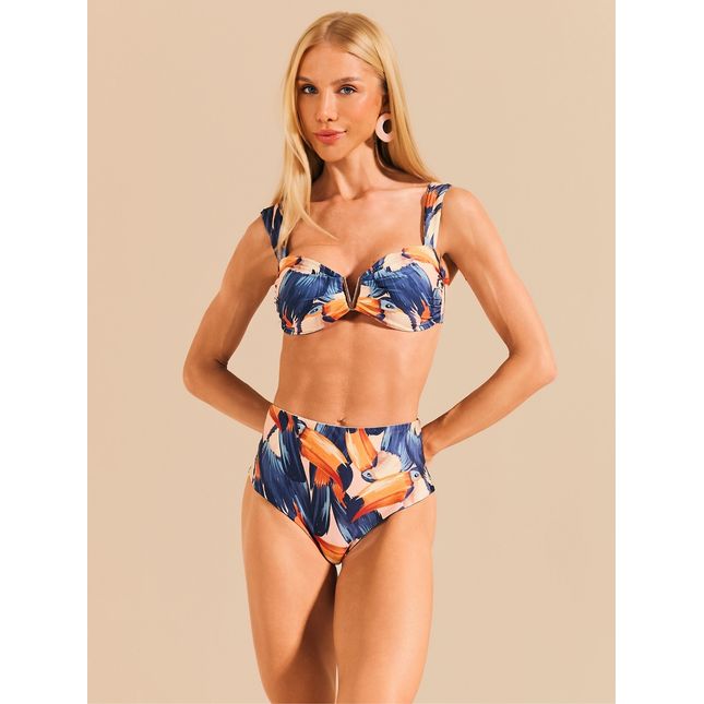 Top Bandeau + Hot Pant Fio Dupla Face Céu de Quartzo
