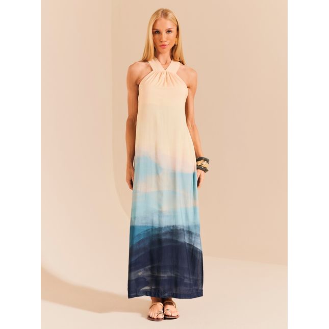 Vestido Longo Viscose Céu de Quartzo SP1743BQ
