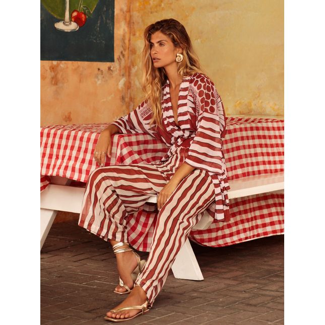 Kimono Tule + Calça Tule Estampada Orla