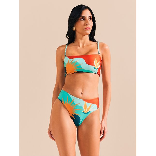 Top Biquini Faixa 2 em 1 + Calça Biquini Alta Fio Playa Lagun