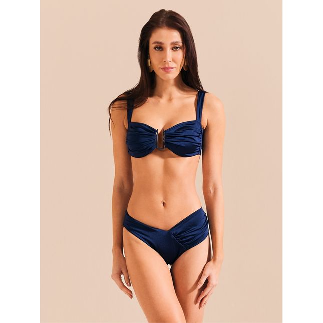 Biquini Bandeau + Calcinha Biquini Drapeada Entre Mares