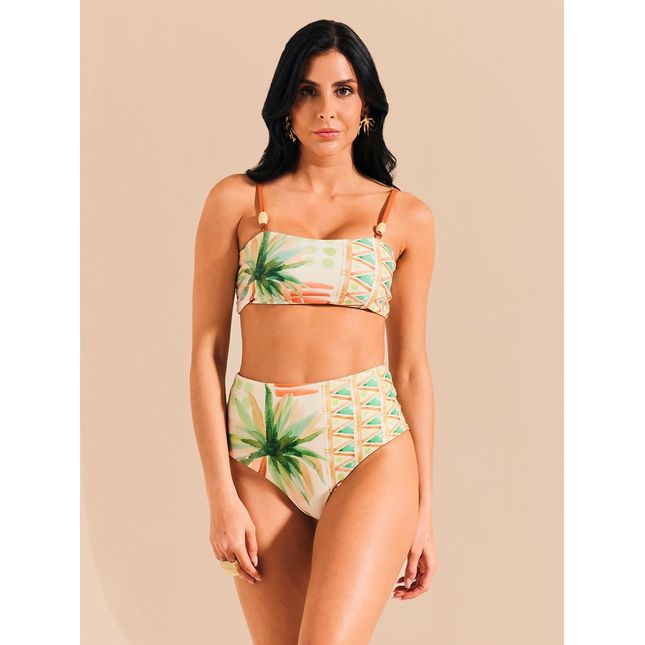 Top Biquini Bandeau + Hot Pant Dupla Face Rota das Palmeiras