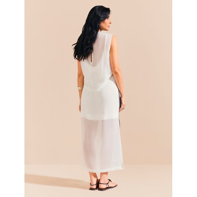Vestido Midi Voil Estampa Localizada Alma Litoral SP1791BQ