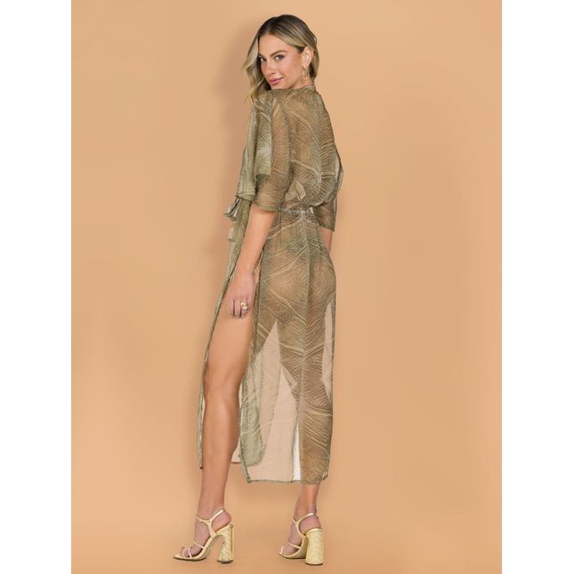 Kaftan Longo Tecido Textura e Amarração SP0951BQ