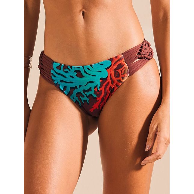 Calça Biquini Média Detalhe Reino Coral BQ1854CL