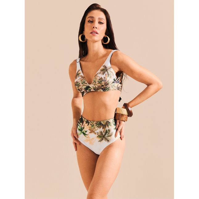 Top Triângulo + Calcinha Hot Pant Dupla Face Isla Blanca