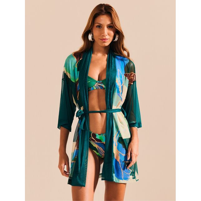 Kimono Tule Duo Floral SP1746BQ