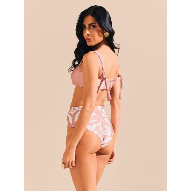 Top Biquini Faixa + Calcinha Hot Pant Sal Rosa