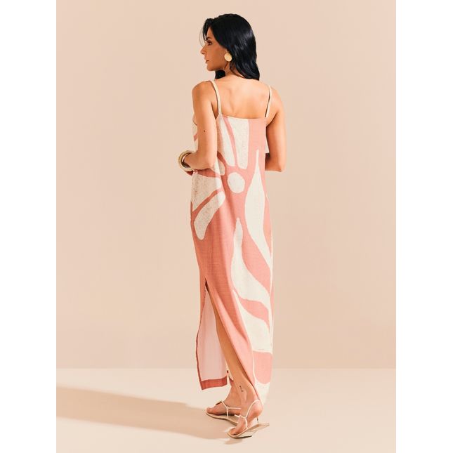 Vestido Longo Detalhe Viscose Sal Rosa SP1940BQ