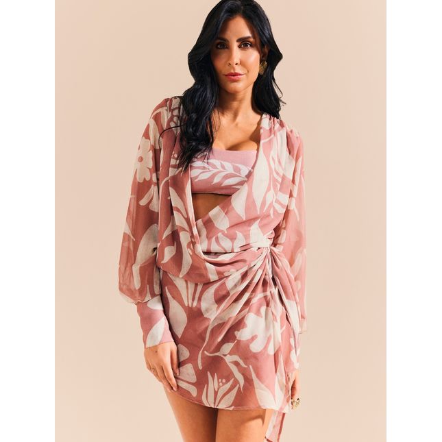 Kaftan Transpasse Manga Longa Sal Rosa SP1941BQ
