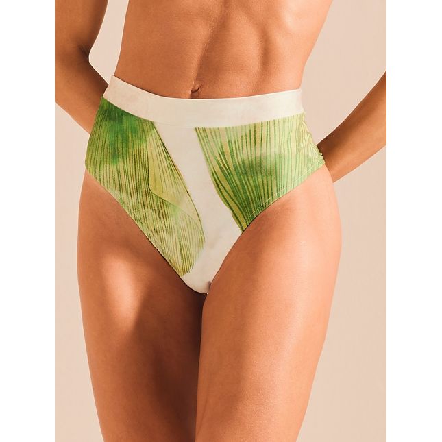 Calça Biquini Hot Pant Leque em Folhas BQ1912CL