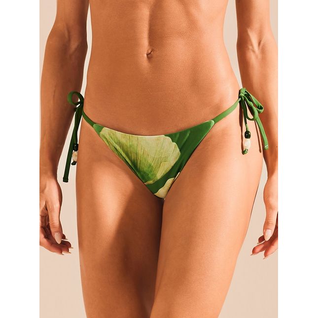 Calça Biquini Lacinho Dupla Face Leque em Folhas BQ1914CL