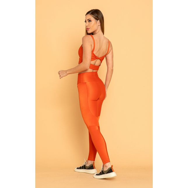 Top Costas Torcida Textura Acetinada Laranja Índia FT1282TP