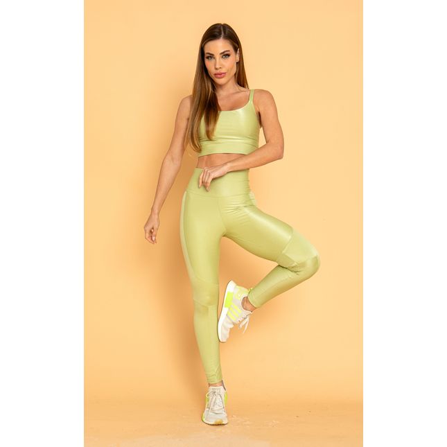 Calça Legging Textura Acetinada Verde Claro FT1281CA