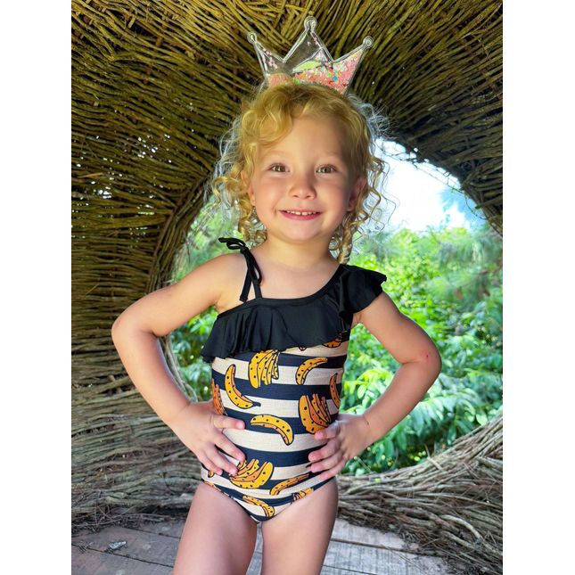 Maiô Babados Infantil Banana Mood MA1961BK